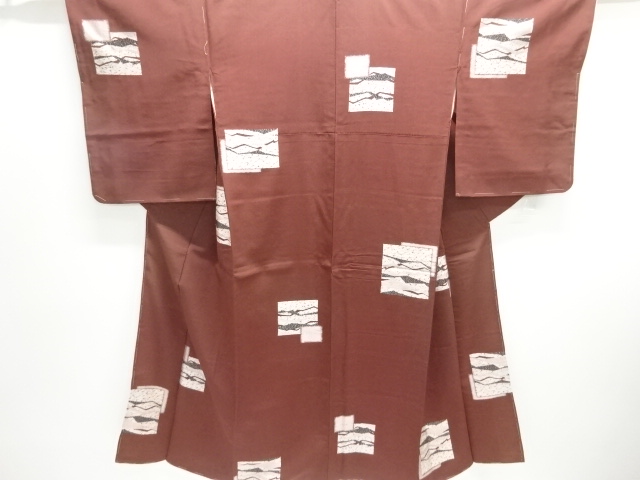 大正ロマン　色紙に抽象模様織り出しお召着物